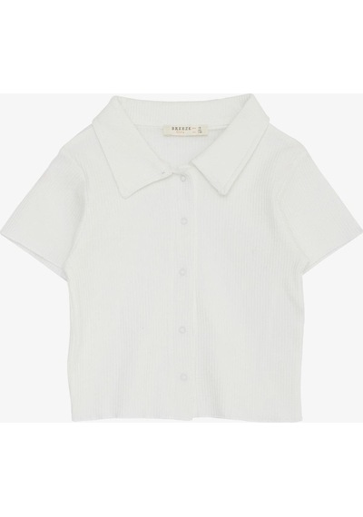 Breeze Kız Çocuk Tişört Crop Çıtçıtlı Fitilli 9-14 Yaş, Ekru-ekru Ekru