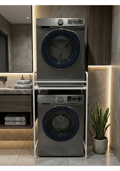 Çamaşır Makinesi Dolabı Raf Metal Düzenleyici Organizer 2 Katlı Banyo Rafı Çok Amaçlı Dolap 261 Çok Renkli