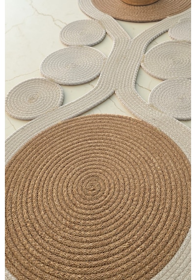 Jüt Hasır Doğal Boho Görünümlü Krem Bej 30x100 Cm Runner Amerikan Servis Masa Dekoru Krem-bej Krem-bej