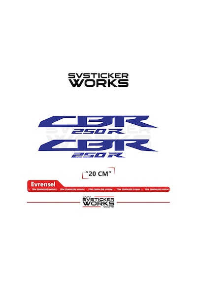 Honda Cbr 250r Sticker Uyumlu Yazı Yüksek Kalite Özel Kesim Folyo 2'li Set Lacivert