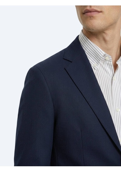 Kip Lacivert Kareli Modern Fit Pamuk Karışımlı Örme Ceket