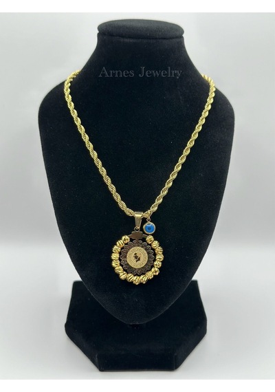 Arnes Jewelry Çelik Dorikalı Çeyrekli Kolye Gold