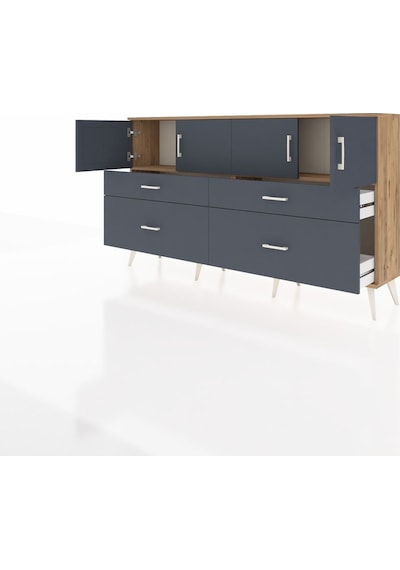 Arges Konsol 2 Raflı 4 Çekmeceli 4 Kapaklı 176x30x99 Çam-antrasit Çam-antrasit Arges Konsol 2 Raflı 4 Çekmeceli 4 Kapaklı 176x30x99 Çam-antrasit Çam-antrasit
