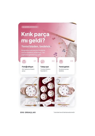 Tr Flora Lüx Seramik 14 Parça 6 Kişilik Kahvaltı Takımı Seti Genel