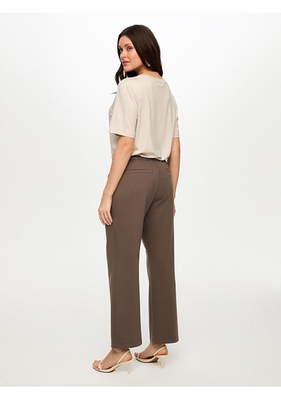 Faik Sönmez Önü Dikiş Detaylı Wide Leg Fit Örme Pantolon S26pnt017 Us26pnt01731 Vizon