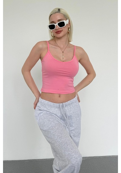 Madmext Şeker Pembe Askılı V Yaka Atlet Mg2454 Şeker Pembe