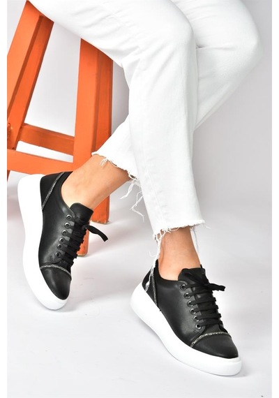 Fox Shoes Siyah Taş Detaylı Günlük Spor Ayakkabı Sneakers P274049309 Siyah