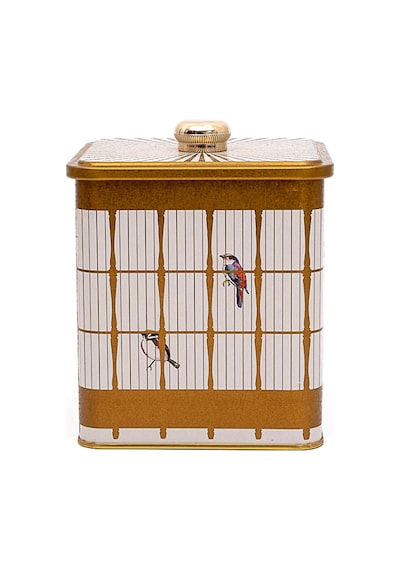 Bird Cage Desenli Kare Metal Saklama Kabı 12 x 12 x 13.7 CM 1.8 L Çok Renkli