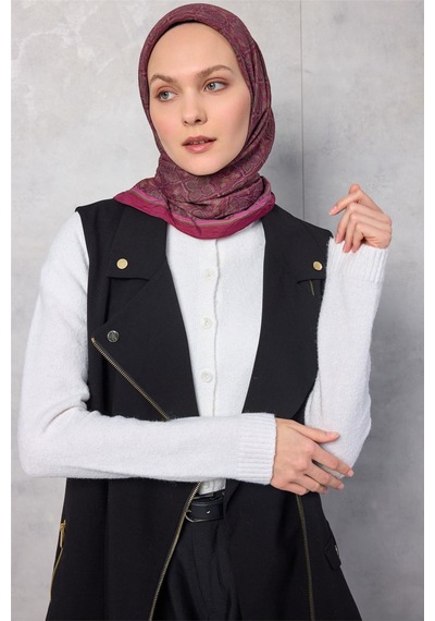 Silk Home Viskon Velora Eşarp Dört Mevsim Yonca Desen Magenta 90x90 Çok Renkli