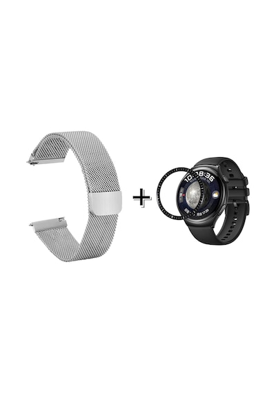 Forzacase Huawei Watch 4 Pro İçin Metal Mıknatıslı Kordon Kayış + Ekran Koruma Filmi - Fc096 Gümüş