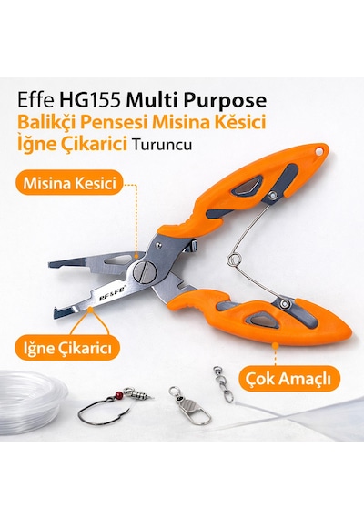Effe Hg155 Multi Purpose Balıkçı Pensesi Misina Kesici İğne Çıkarıcı Turuncu