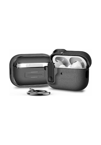 Airpods Pro 3 İle Uyumlu Fabric Serisi Özel Kilitli Tasarım Ve Kumaş Yüzeyli Kılıf Darbelere Karşı Koruyucu Kapak Gri, Airpods Pro 3 2025