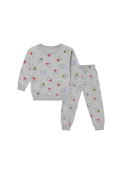 Beka Kids Kız Çocuk Pijama Takımı 2'li Set Kalp Ve Kız Çocuk Desenli Çocuk Pijama Takımı %100 Pamuklu Pembe