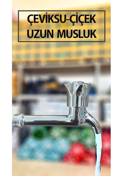 Çiçek Model Uzun Tip Pirinç Musluk 1/2'' Krom Kaplama Bahçe Balkon Su Musluğu