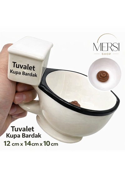 Tuvalet Tasarımlı Komik Kupa Bardak Seramik Eğlenceli Kahve Çay Kupası Hediye Kupa Beyaz