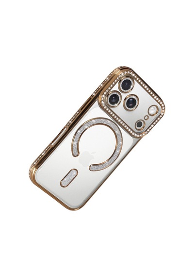 Apple Uyumlu   iPhone 17 Pro Max Joke Simli Magneticsafe Kılıf - Gold