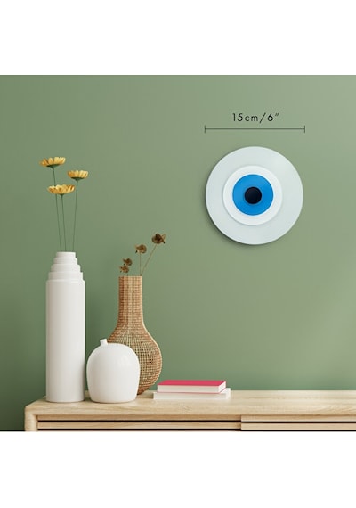 Minimalist Beyaz Nazar Boncuğu El Yapımı Ahşap Büyük Nazarlık 15