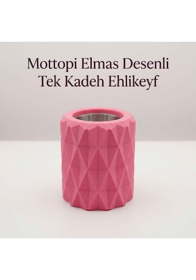 Mottopi Ehlikeyf Pembe Elmas Desenli,1 Kadeh Yuvalı,metal İç Hazneli,termojelli Soğutucu-pembe