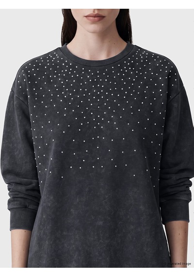 Lcw Comfort Mavi Bisiklet Yaka Taşlı Kadın Sweatshirt