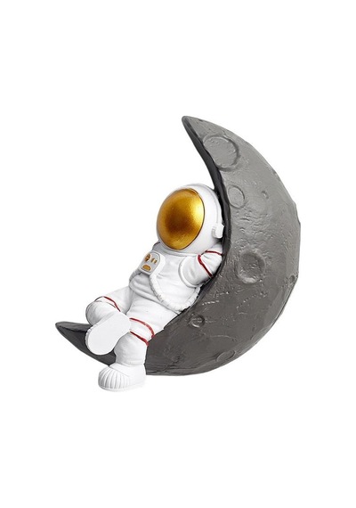 Dekoratif Modern Büyük Boy 1 Adet Yatan Astronot Ve Ay Figürlü Ev Dekoru Çocuk Odası Duvar Dekoru