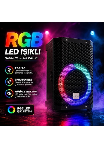 Hp-980 Partybox Bluetooth Hoparlör 8 Hoparlör 60w Güç Rgb Işık Tws Destekli