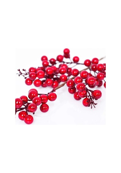 2 Adet El Yapımı Kokina Red Berry Yılbaşı Süs , Ev Parti Kış Noel Yılbaşı Süsü T107