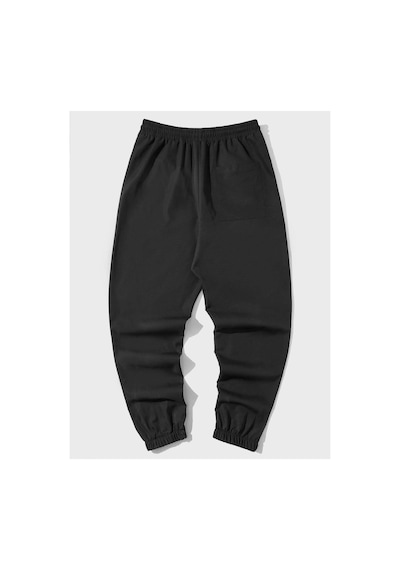 Tarzsokak Reflective Cartoon Graphic Drawstring Waist Pants Siyah