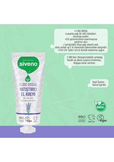 %100 Doğal El Ve Vücut Kremi Lavanta Cilt Yatıştırıcı Onarıcı Yoğun Nemlendirici Vegan 30 Ml