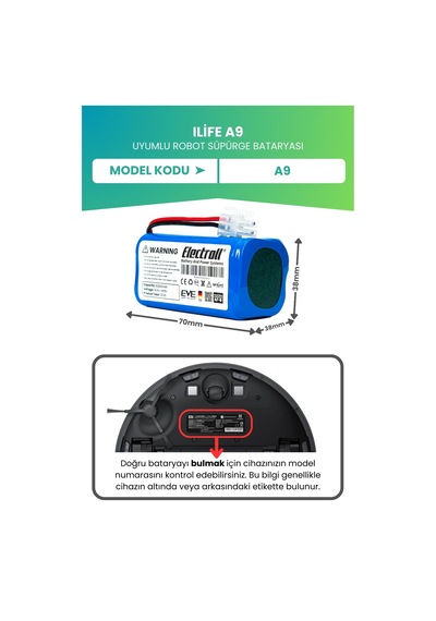 Ilife A9 Uyumlu Batarya Ultra Yüksek Kapasite 3200mah Robot Süpürge Bataryası Değişimi