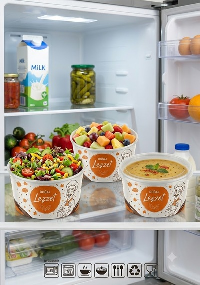 100 Adet Kapaklı Karton Kase Çorba Salata Aşure Yemek Kasesi Piknik Tabağı 14 Oz Karton Kase Isıya Dayanıklı Parti Tabağı