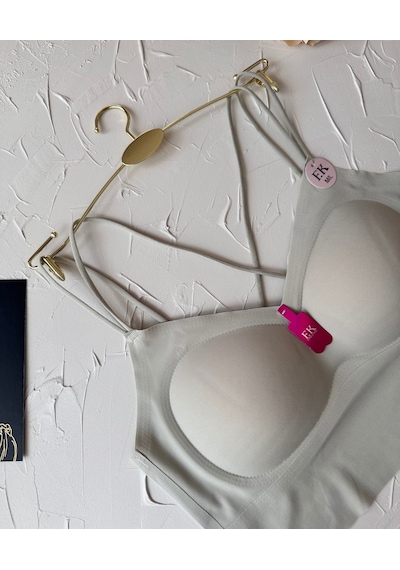 Carma Arkası Çapraz Dekolte İce-silk Balensiz Dikişsiz Push-up İt Su Yeşili