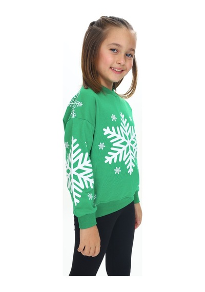 Toontoy Kız Çocuk Relax Fit Bisiklet Yaka Düşük Omuz Baskılı Sweatshirt - 2 İplik Çimen Yeşili Toontoy Kız Çocuk Relax Fit Bisiklet Yaka Düşük Omuz Baskılı Sweatshirt - 2 İplik Çimen Yeşili