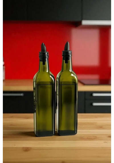 Verde 2'li Silikon Tıpalı Cam Yağdanlık Seti 500 Ml Çok Renkli