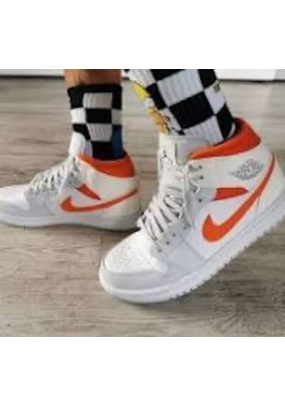 Nike Jordan 1 Mid Se Starfish Basketbol Ayakkabısı Beyaz - Turuncu