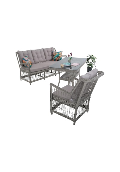 Lavida Bahçe Oturma Takımı Rattan Bahçe Balkon Takımı 3+1+1 Ve Sehpa