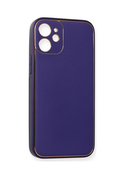 Cosmotex Newface Apple iPhone Uyumlu  12 Mini Kılıf Coco Deri Silikon Kapak - Mor