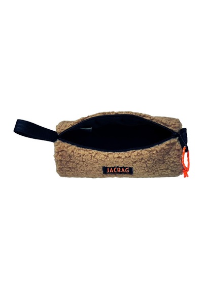 Jacbag Teddy Silindir Peluş Kız Çocuk Kalem Çantası Bej - Turuncu Çok Renkli