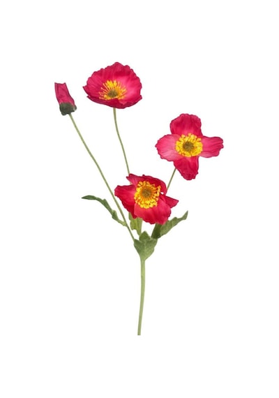 Yapay Çiçek Gelincik Çiçeği Pembe Koyu Renk 3 Çiçek 1 Tomurcuk 59cm