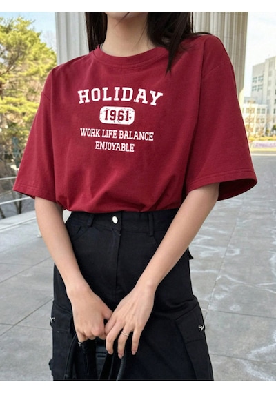 Unisex Holiday Ön Baskılı Tasarım Tshirt Kırmızı
