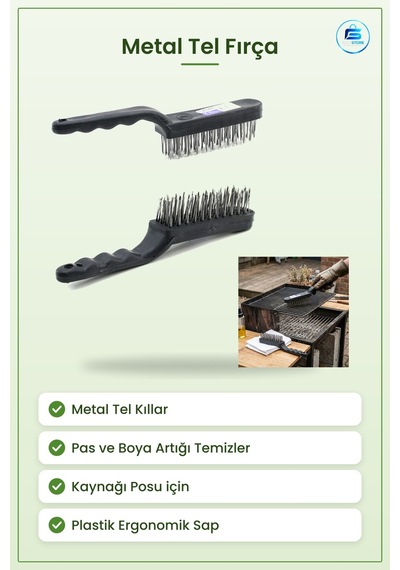 Metal Tel Fırça Plastik Saplı Pas Boya Kaynağı Pası Temizleme Atö