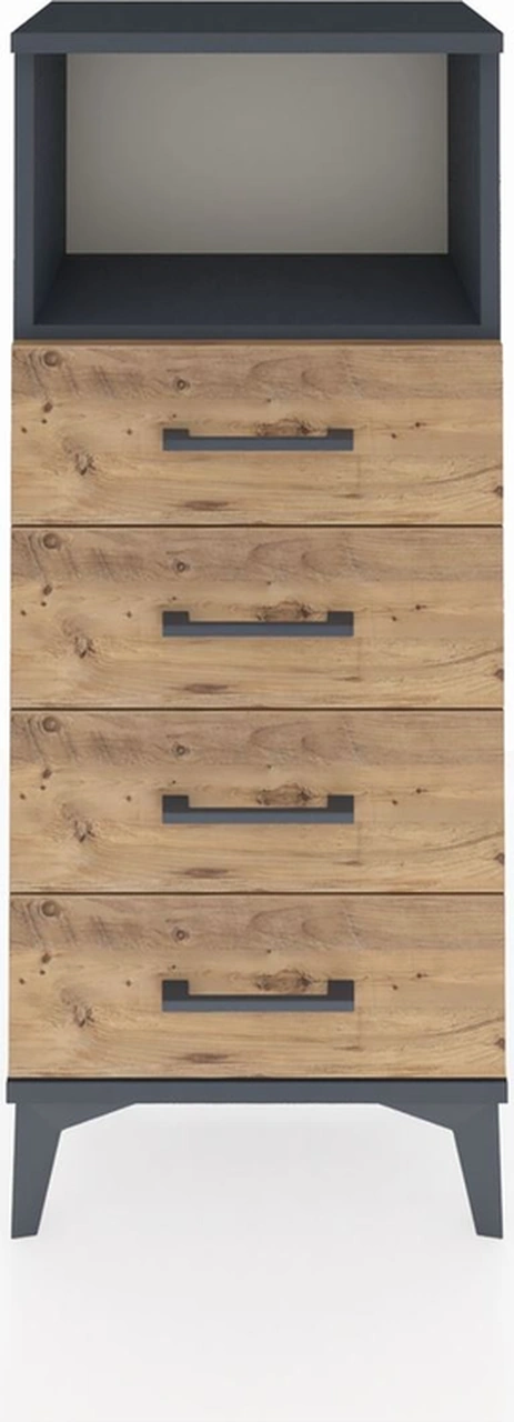 Arges Komodin Tek Raflı 4 Çekmeceli 44x30x106 Antrasit-çam Antrasit