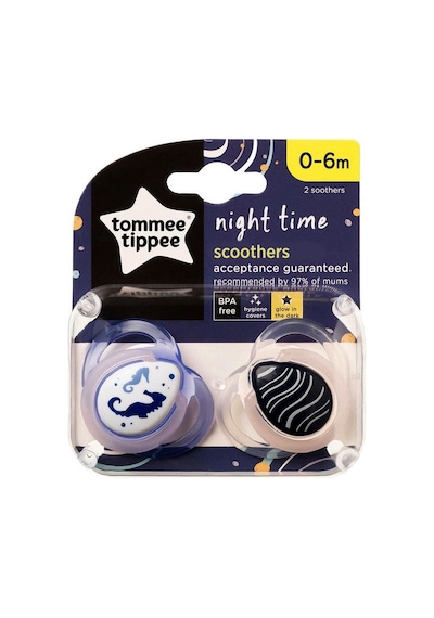 Tommee Tippee Ortodontik Gece Emziği 2'li 0-6 Ay  Lila
