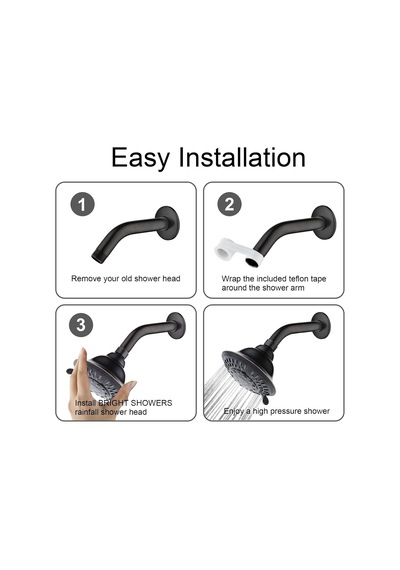 Duş Başlığı Yüksek Basınçlı Yağmur Duş Başlığı 5 Püskürtme Ayarlı Sabit Duş Başlığı Açısı Ayarlanabilir Banyo Duş Başlığı, Yağla Pürüzsüzleştirilmiş Bronz Diğer