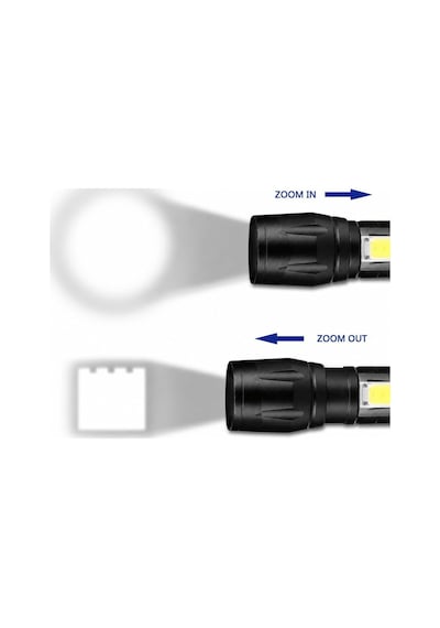 Powerdex Pd-5568 Plus Usb Şarjlı Mini El Feneri Cob Led Zoomlu 800 Metre Su Geçirmez Taşınabilir Güçlü Işıldak Kamp Acil Durum Outdoor