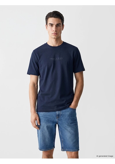 LC Waikiki Lcwaıkıkı Classic Lacivert Bisiklet Yaka Baskılı Erkek Penye Tişört New Navy LC Waikiki Lcwaıkıkı Classic Lacivert Bisiklet Yaka Baskılı Erkek Penye Tişört New Navy