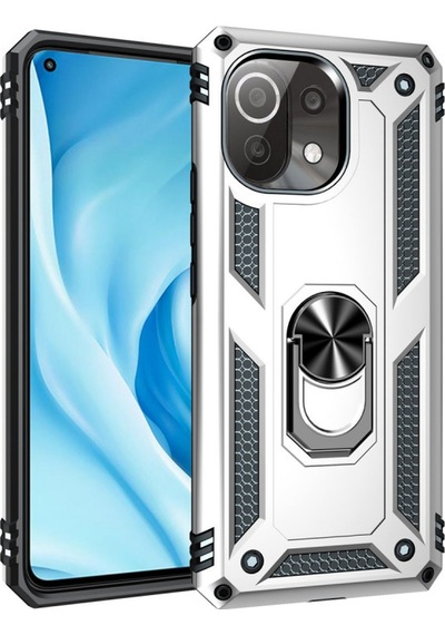 Xiaomi Mi 11 Lite Uyumlu Kılıf Sofya Yüzüklü Silikon Kapak - Gümüş