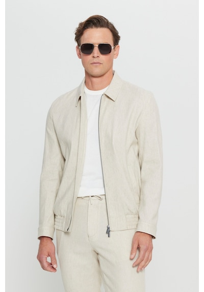 AC&Co / Altınyıldız Classics Erkek Bej Keten Standart Fit Normal Kesim Gömlek Yaka Bomber Ceket Mont Bej AC&Co / Altınyıldız Classics Erkek Bej Keten Standart Fit Normal Kesim Gömlek Yaka Bomber Ceket Mont Bej