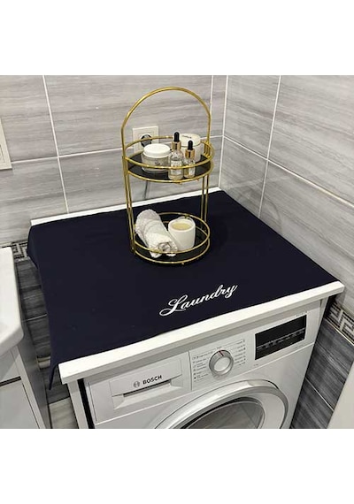 Laundry Duck Keten Su Geçirmez Ve Kirlenmez Çamaşır Makinesi - Buzdolabı - Bulaşık Makinesi Örtüsü Beyaz Siyah