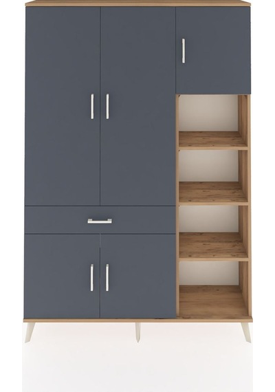 Arges Dolap 10 Raflı Tek Çekmeceli 5 Kapaklı 132x30x195 Çam-antrasit/antrasit Antrasıt/antrasıt Arges Dolap 10 Raflı Tek Çekmeceli 5 Kapaklı 132x30x195 Çam-antrasit/antrasit Antrasıt/antrasıt