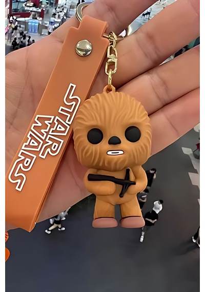 Star Wars Chewbacca Figürü Anahtarlık Aksesuar Çanta Süsü Silikon 3d Aksiyon Figürü Kahverengi